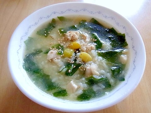 わかめと鶏肉の醤油麹おじや